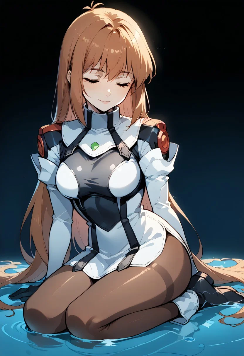 masterpiece,best quality,score 9, score 8 up, score 7 up, score 6 up,(Hiori Light Art ,simple background,dark,blue background,black background,gradient background,deep shadows),source_anime,BREAK
1girl, elly,(gentle smile,closed eyes,looking down,turn face down),(uniform,long gloves,pantyhose),(character focus,full body),(szk1ck1x, seiza, sitting,arms on side,hands on water),(Reflections,sitting on liquid,reflective water, vertically mirrored imagery)