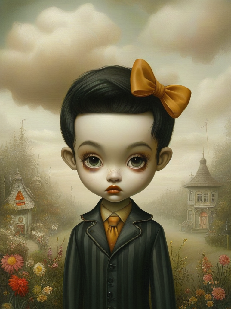 masterpiece,best quality,portrait of boy,Style of Mark Ryden,digital painting,<lora:tbh76-sdxl:1>,