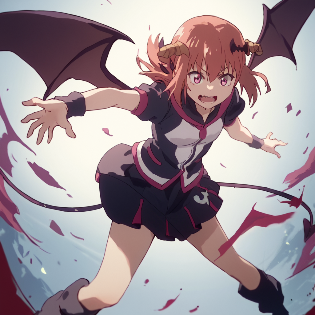 score_9, score_8_up, score_7_up, score_6_up, score_5_up, score_4_up, source_anime,  Satanichia_DO, demon wings, dynamic pose, pink eyes