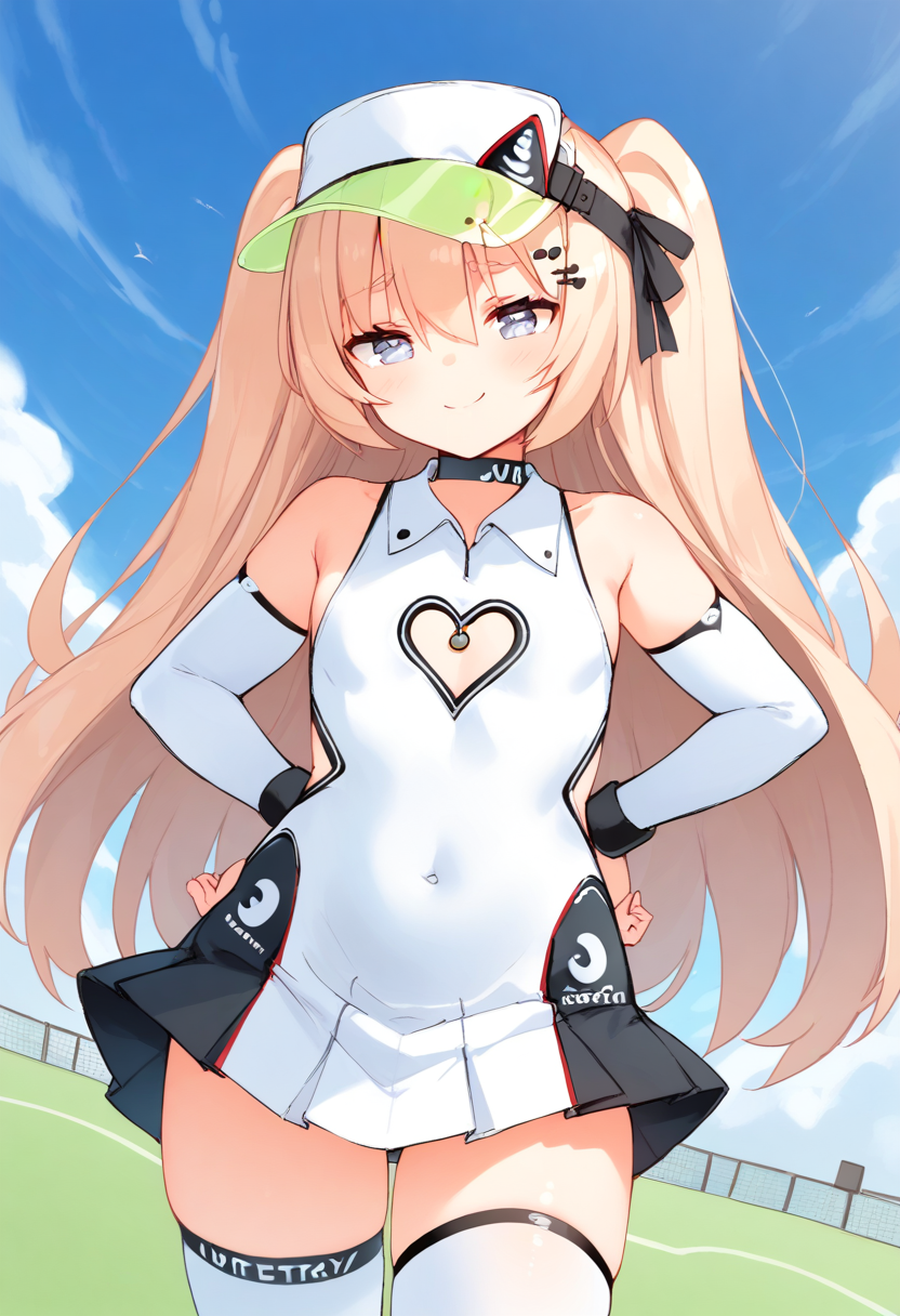 <lora:bache_XL_pony_bf16_v1:1>1girl, bache \(azur lane\),tennis uniform,, BREAK score_9, score_8_up, score_7_up, BREAK source_anime, best quality, masterpiece, uncensored,<lora:sdxl_lightning_4step_lora:1>(clear eyes:1.2),zPDXLpg,rating_explicit,(4 finger:0.5),
