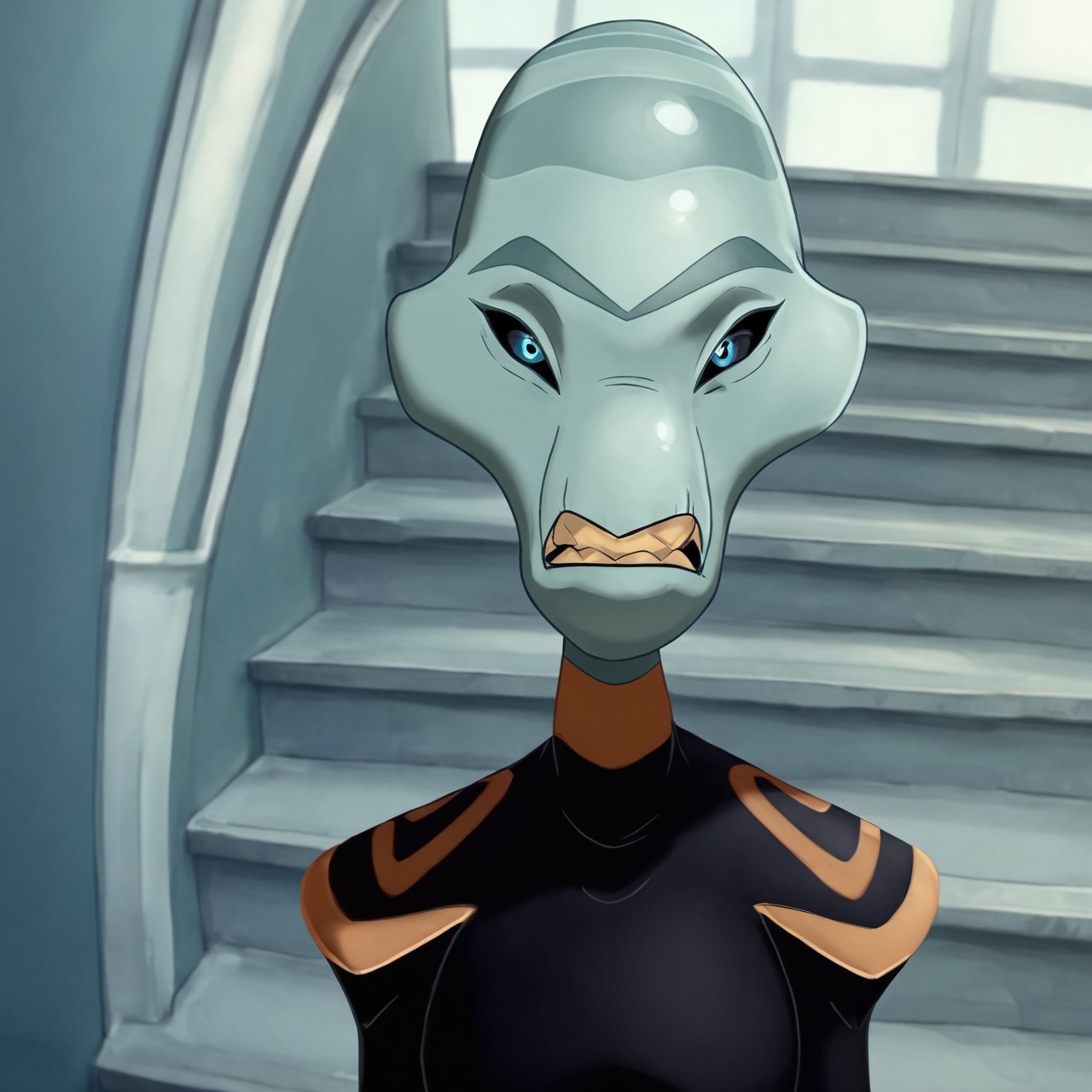 score_9,score_8,score_7,source_furry,
<solo:1.5>,
<1girl:1.5>,
gr4nd_counc1lwom4n, alien, grandcouncil_alien_lilo, grand_council_alien, 1girl, alien girl, mature female,solo,blue eyes, black sclera, blue eyes,
gr4nd_counc1lwom4n, grandcouncil_alien_lilo, grand_council_alien, 1girl, alien, alien girl, mature female, official art, official style, safe, solo, 1boy, colored sclera, female focus, colored skin, upper body, teeth, stairs, blue eyes, clenched teeth, bald, blurry, looking at viewer,
<lora:Grand_Councilwoman_Pony_SDXL:1>