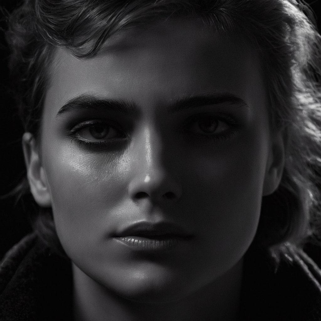 cinematic film still of <lora:detailed_notrigger:0.1>
<lora:facial expression style v2:0.1>
<lora:perfection style:0.1> perfection style
<lora:TeethXL:0.1>
<lora:detailed:0.1> detailed
<lora:skin texture style:0.2>
 <lora:SDXLHighDetail_v5:0.2>
 <lora:Chiaroscuro Lighting Style v2:1>
 <lora:Chiaroscuro Lighting Style:0.3>
dramatic, cinematic, shadow, partially covered in shadow, a woman with a teary face and a black background Chiaroscuro Lighting Style, solo, 1boy, monochrome, greyscale, male focus, scar, black background, close-up, realistic, shallow depth of field, vignette, highly detailed, high budget, bokeh, cinemascope, moody, epic, gorgeous, film grain, grainy