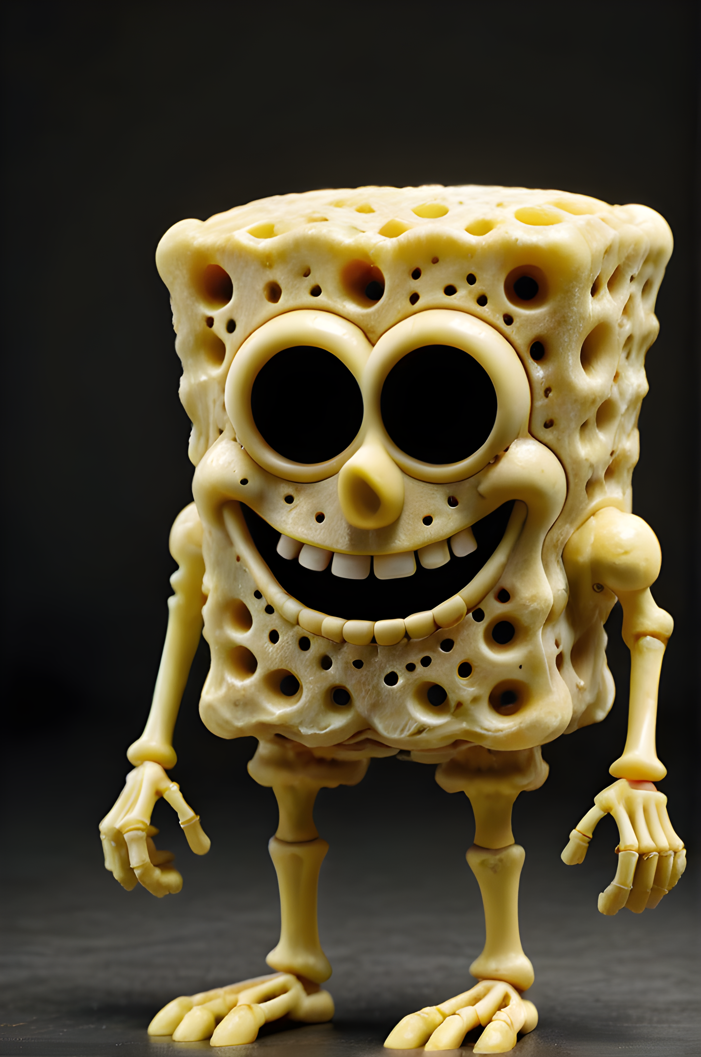 sponge bob, intricate, fine polished, golden, professional, creative, deep aesthetic, confident, ambient atmosphere, glowing, cinematic perfect intricate stunning fine detail, dark background, dramatic, full body, <lora:dvr-bnz:1>, dvr-bnz, best quality, highly detailed