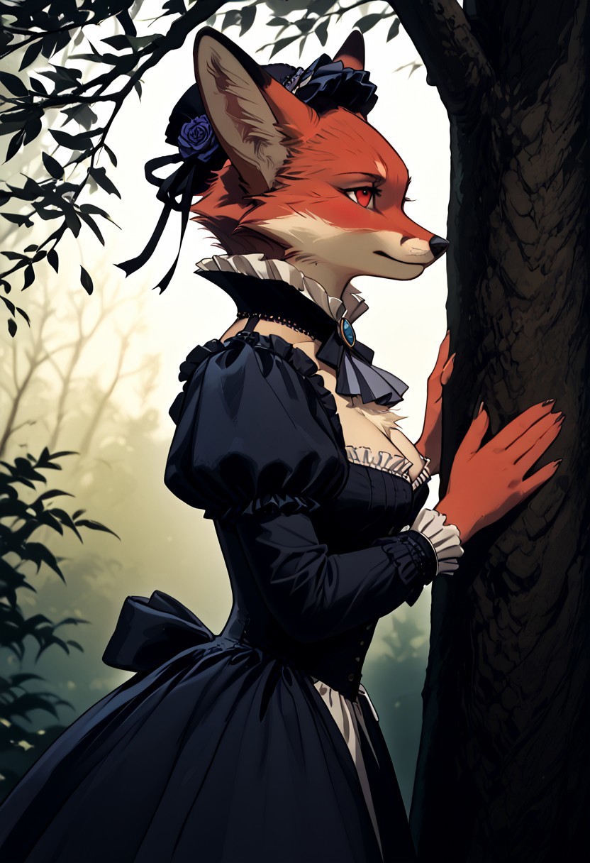 masterpiece,best quality, highly detailed, score_9, score_8_up, score_7_up, close up, side view, very aesthetic, absurdres, highres, realistic, 5 fingers, (red fox), 1girl, (( on the teeter-totter:1.1)), (Victorian outfit:1.2), hat plumage, fur, full body, (pumped athletic body:1.4), very confident, against tree, pumped breasts, furry, sexy, shy. (wide hips), narrow shoulders, ((thick legs)), looking side,
Victorian epoch, outside, dynamic light, warm_light, vibrant colors warm_colors, soft focus, high contrast, textured surfaces, depth of field, golden hour lighting, dramatic shadows, rich details, nature-inspired color palette,