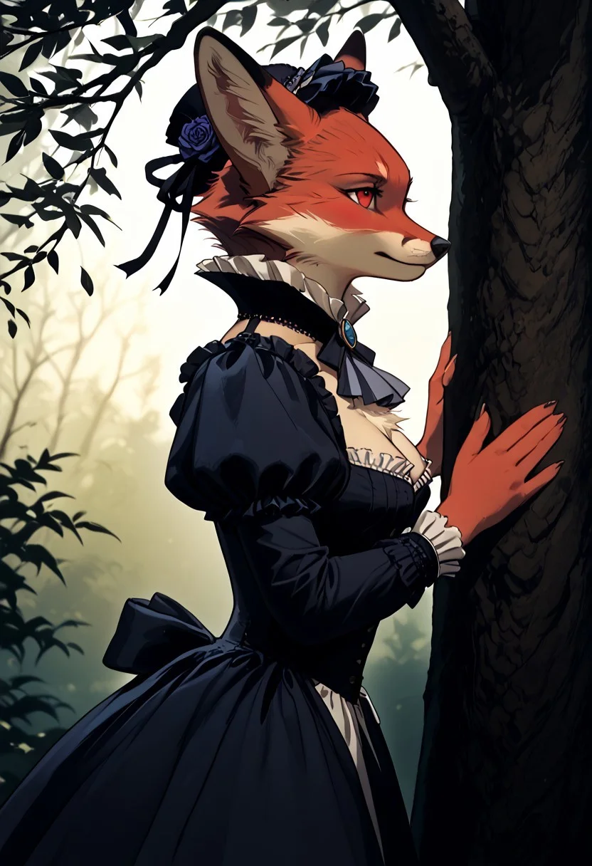 masterpiece,best quality, highly detailed, score_9, score_8_up, score_7_up, close up, side view, very aesthetic, absurdres, highres, realistic, 5 fingers, (red fox), 1girl, (( on the teeter-totter:1.1)), (Victorian outfit:1.2), hat plumage, fur, full body, (pumped athletic body:1.4), very confident, against tree, pumped breasts, furry, sexy, shy. (wide hips), narrow shoulders, ((thick legs)), looking side,
Victorian epoch, outside, dynamic light, warm_light, vibrant colors warm_colors, soft focus, high contrast, textured surfaces, depth of field, golden hour lighting, dramatic shadows, rich details, nature-inspired color palette,