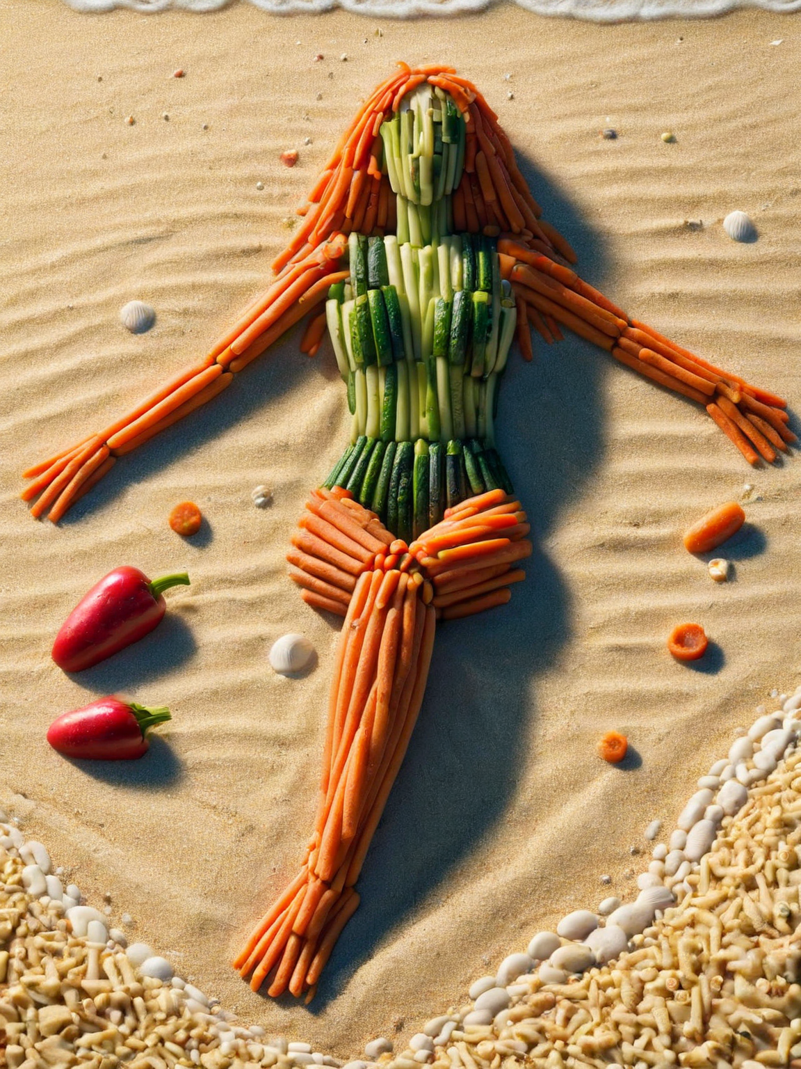 An ais-dipperz female, sunbathing on the beach  <lora:Dippers_Style_SDXL:1>