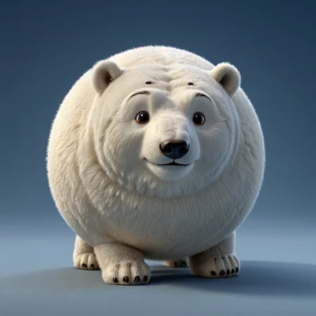3D render of a sphrml spherical round polar bear in the antarctic <lora:spherimal:1>