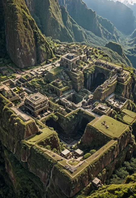(pastel neon niji colors, terraforming mecha-Pyramid Like drdnght machine hovering above planet earth 20000 bc:1.55), 
(atmospheric haze, Film grain, cinematic film still, highly detailed, high budget, cinemascope, moody, epic, OverallDetail, gorgeous, 2000s vintage RAW photo, photorealistic, candid camera, color graded cinematic, eye catchlights, atmospheric lighting, skin pores, imperfections, natural, shallow dof:1.4),
(Ancient megalithic civilization, Azka Lines, on Easter Island:1.1), (The colonial city of the future, in the mist-filled Grand Canyon, on an unknown Earth-like planet, 2 moon on sky, Spaceship flight connects colonies, waterfulls:1), (Machu Picchu, a mountain settlement, incredibly spectacular:1),  (avant-garde, future, reality, science fiction, photorealistic), White limestone with black granite, fountain, waterfall, landmark, square, path, narrow street, (Large Files, Ultra Realistic, 8K, 16k, FHD, HD, VFX, Perfect, Photography, composition, Architecture Sales Photography, Architecture Competition, Ultra High Resolution, Cinematography, High Resolution Image:1), (dramatic lighting, direct sunlight, ray tracing, clear shadow:1), (real landscape:1), (blurred background:1.0), (urban background, more_details) ,
extremely detailed, industrialbuilding, drdnght machine, spstation, mayamaze, caveruinsAerial