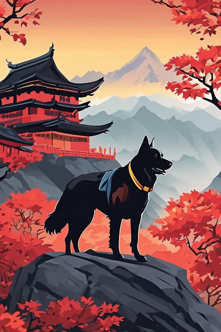 flvcil10 style <lora:style_10_pattern_heavy_l2-x_flvcil10_style:1>, dog standing,
ninja, good,
Cliffside monastery and misty mountain backdrop,
high quality, masterpiece, highres,