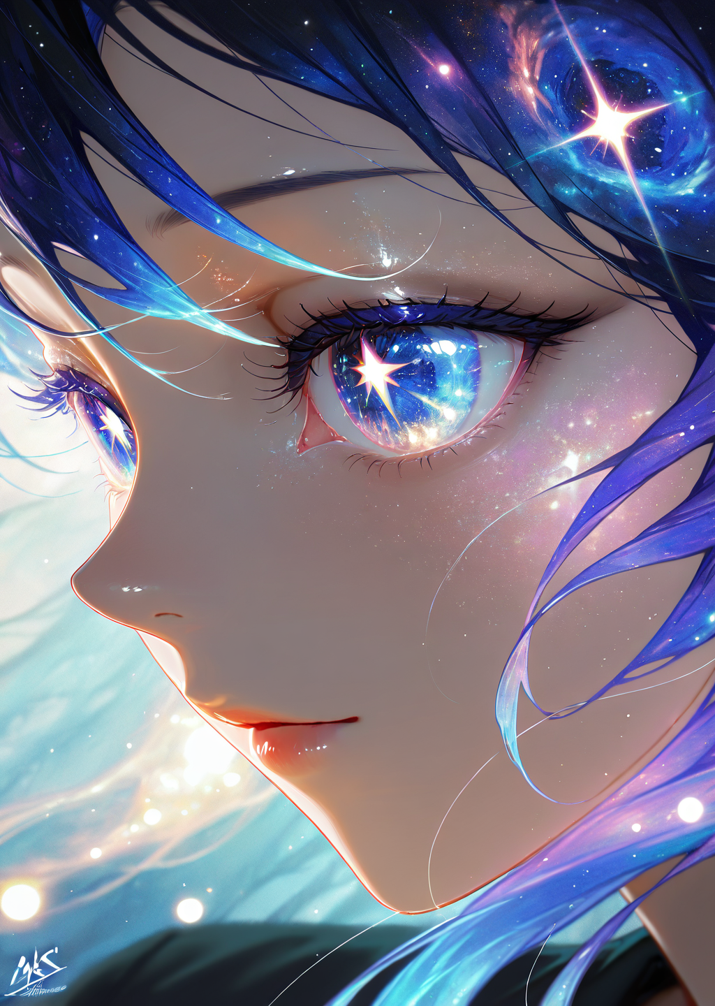 masterpiece, best quality, amazing quality, very aesthetic, absurdres,  newest, (scenery, volumetric lighting),
eye_focus,
1girl, solo, close-up, cosmic anime eyes, galaxy irises, twinkling star pupils, glowing nebula reflections, deep purples and blues, ultra-detailed, soft shimmer, gradient color transition, surreal dreamy gaze, hyper-realistic lighting, long delicate eyelashes, ethereal glow, soft bokeh background, floating sparkles, celestial magic, fantasy aesthetic, anime digital painting, soft brush textures, ultra-high resolution
,masterpiece, best quality, amazing quality, very aesthetic, absurdres,  newest, (scenery, volumetric lighting),
, <lora:eye_focus_illus:1>,
