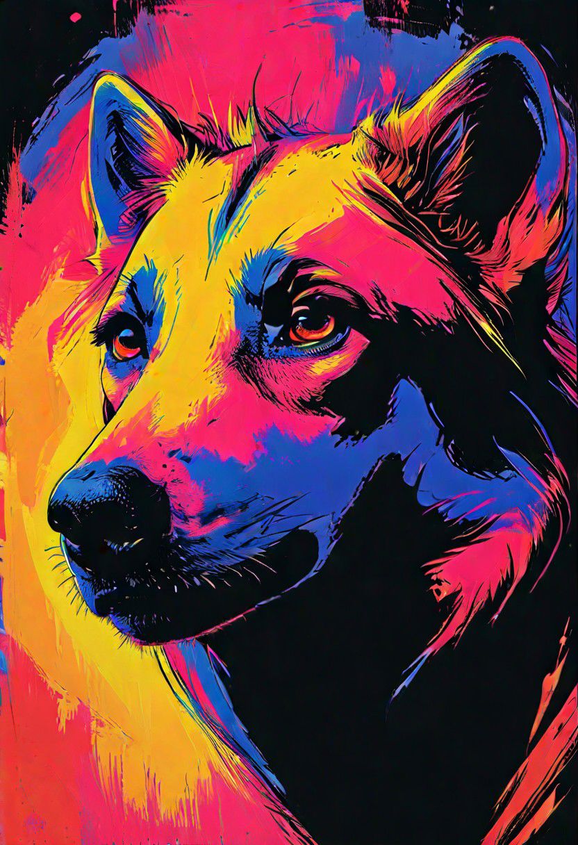 impactful color paint of, a hyenas, highly detailed, vibrant colors , 8k, sharp, professional, clear, high contrast, high saturated, , vivid deep blacks, crystal clear