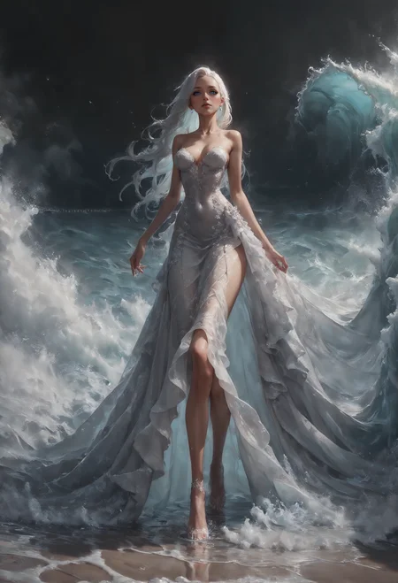 score_9, score_8_up, score_7_up,  embedding:zPDXL, shiny, sparkling, 1girl, elegant, black background, long hair, white hair, looking at viewer,    <lora:Concept Art Twilight Style SDXL_LoRA_Pony Diffusion V6 XL:0.8>  <lora:Expressive_H-000001:0.8> expressiveh,  <lora:0c34nXLP:0.6> 0c34n, waves, dress, ocean, blue dress, water,  <lora:sinfully_stylish_SDXL>