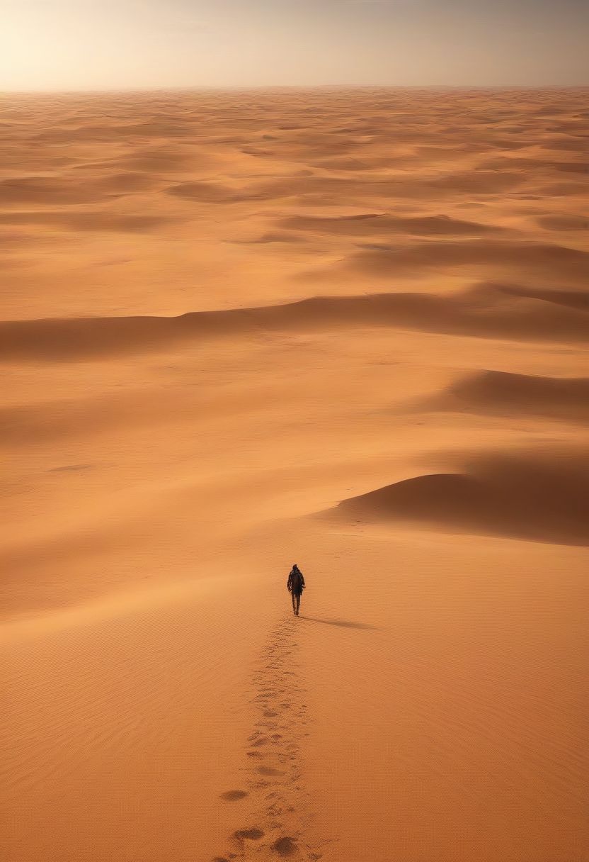 man walking through the desert, 8K, realistic, masterpiece,