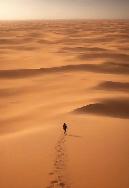 man walking through the desert, 8K, realistic, masterpiece,