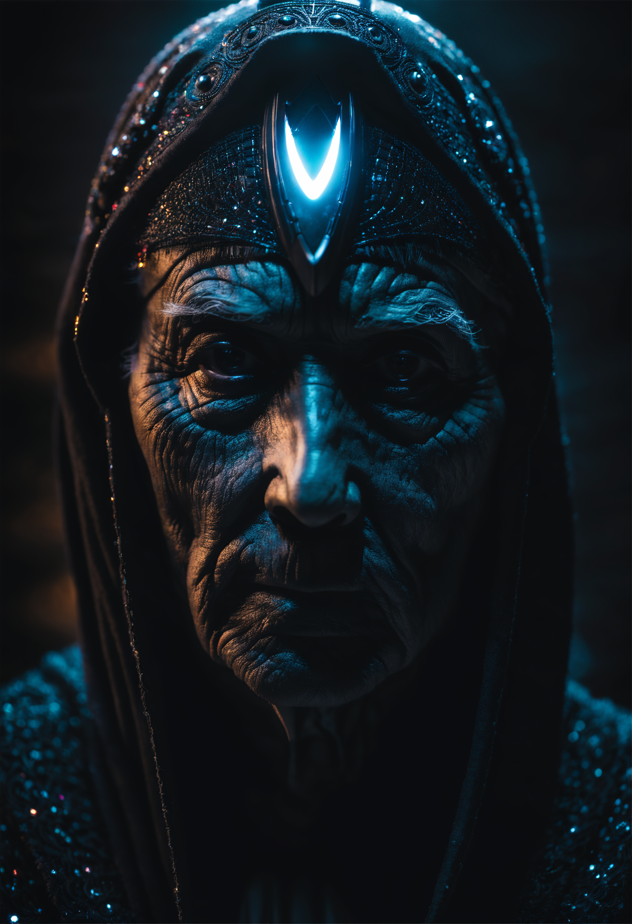 horrific glamour shot of an elderly alien sith face with corruption clearly visible on their face, dark theme, star wars, scifi, grimdark, cyberpunk, neuromancer, scifi, (aura:1.5), magic, (alien, mirialans, chiss:1.5), masterpiece, best quality, (intricate details), (****), eldritch, glow, glowing eyes, volumetric lighting, unique pose, dynamic pose, dutch angle, 35mm, anamorphic, lightroom, cinematography, film grain, HDR10, 8k hdr, Steve McCurry, ((cinematic)), RAW, color graded portra 400 film, remarkable color, raytracing, subsurface scattering,