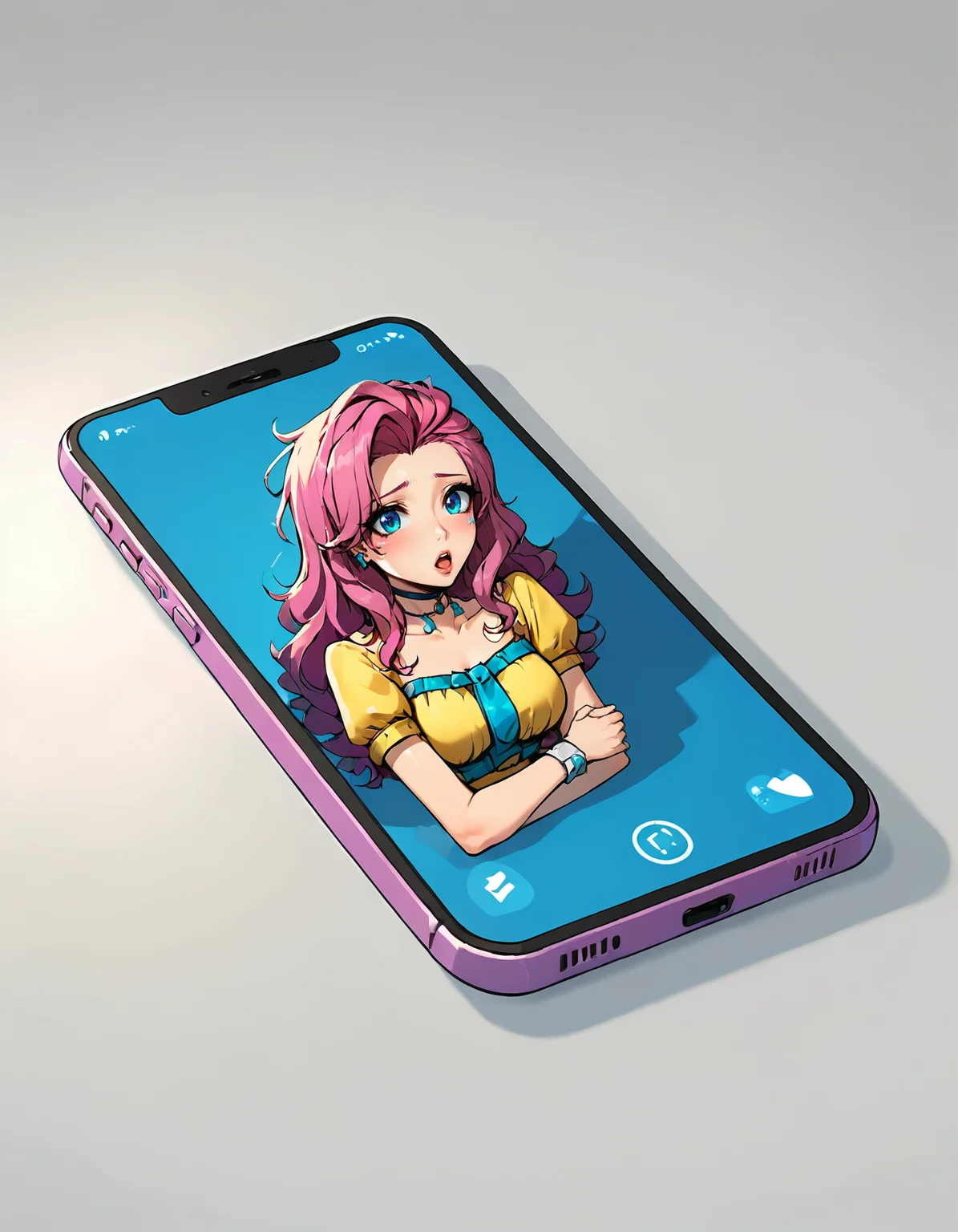 <lora:Phone_PH12X_Pony:1> ph12x, solo, 1girl, upper body, breasts, Seraphine from League of Legends