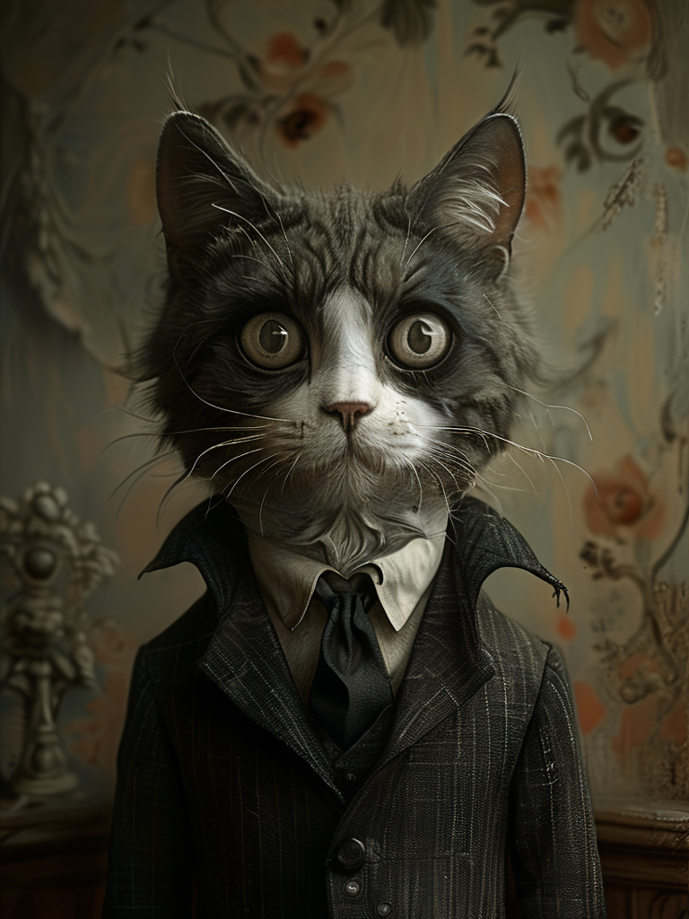 masterpiece,best quality,<lora:tbh118-sdxl:1>,portrait OF CAT,illustration,style of Anton Semenov,