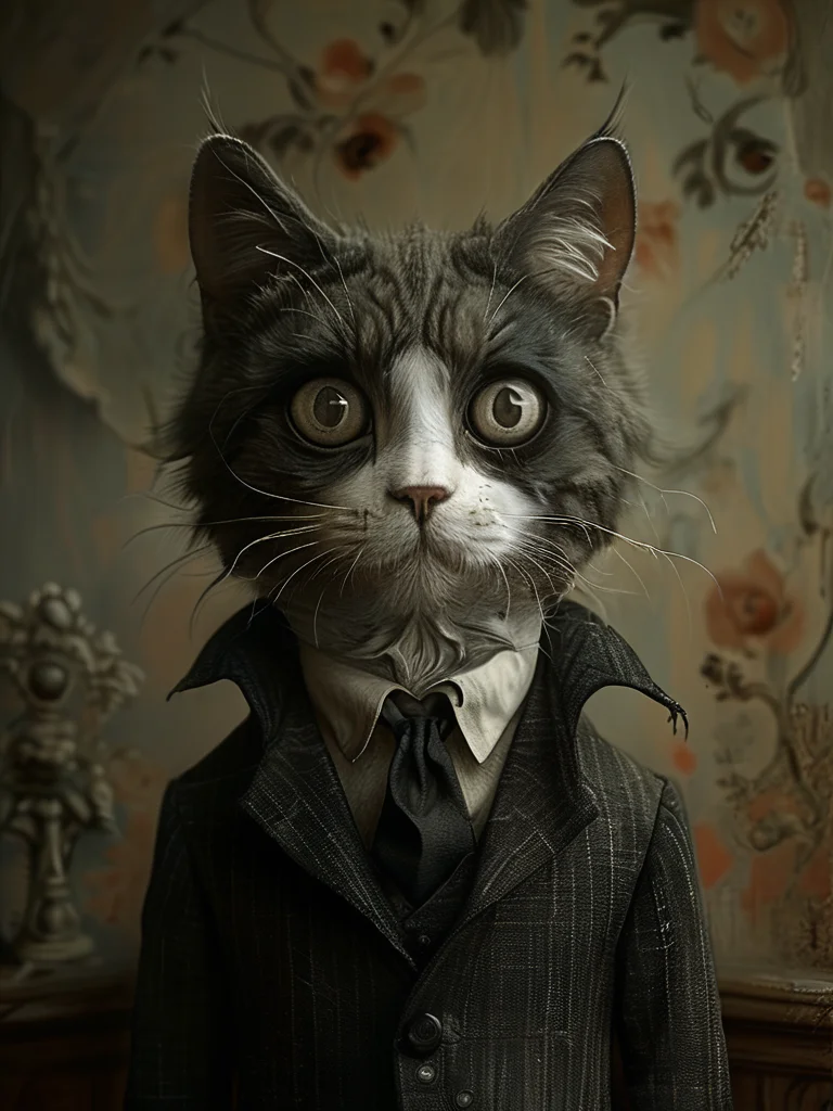masterpiece,best quality,<lora:tbh118-sdxl:1>,portrait OF CAT,illustration,style of Anton Semenov,