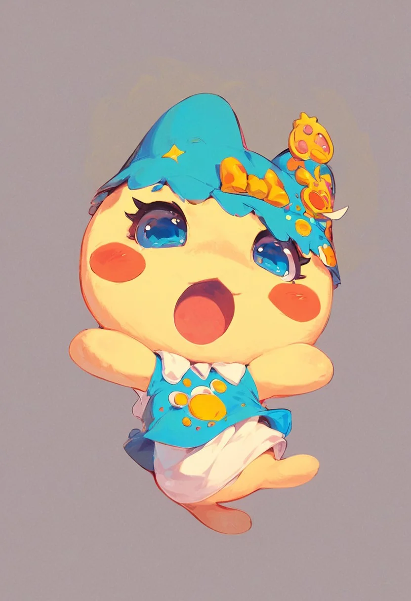 score_9, score_8_up, score_7_up, Chamametchi, 1girl, solo, blush, open mouth, blue eyes, hat, bow, , blush stickers, cute, furry, her body convulses, vaginal
