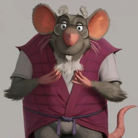 furry male, upper body, beard, tail, solo, plaid, mouse