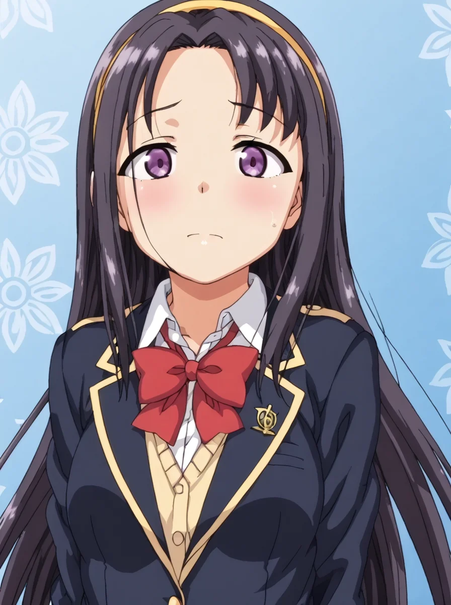 detailed background, shiny skin, rating safe,
<lora:saimin.pony:1>
saimin, akino, hair band,
school uniform,