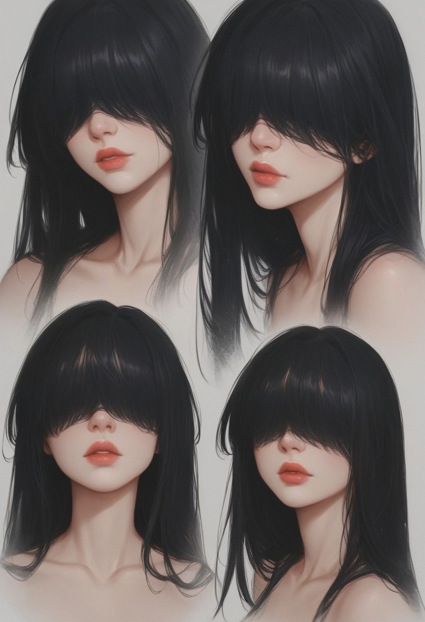 (((black hair))), long hair, (((bangs over eyes))), (((black blindfold))), 1girl, russian, Caucasian, (Cinematic Angle), ((best quality)), ((masterpiece)),
score_9, score_8_up, score_8_up, layering, 1girl,  exposed, large soft breast, slender body, ultra detailed,  (multiple views:1.2), <lora:Granblue_Fantasy_Style_XLv4:0.5>, (g0thicPXL:0.3), <lora:g0th1cPXL:0.3>, cover,  exaggerated proportions, large elastic buttocks, round bouble ass,  (ultra wide angle shot:0.65), shallow depth of field, smooth skin texture, alluring curves, tasteful sensuality, softcore, for wanking