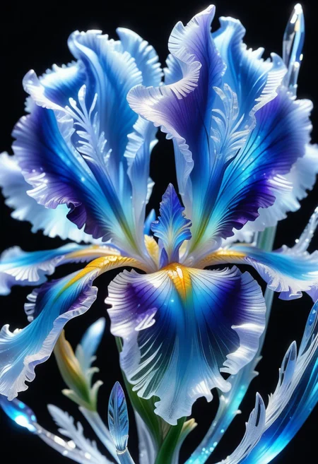a versicolor iris made out of Jed-Blmicry, <lora:BioIceCrystalStyle-000006:0.7>, masterpiece, full of details,