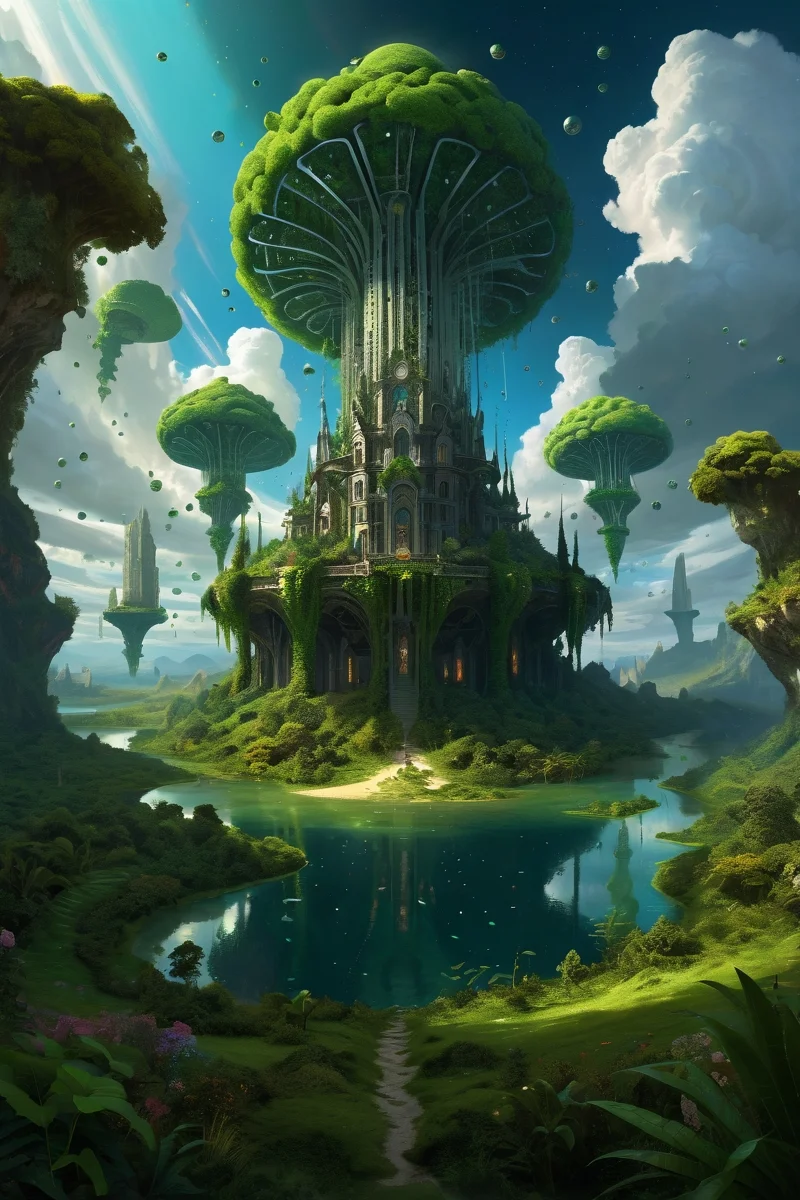 chlorophyll nebula clouds nurturing sky islands, ecosystems where mycorrhizal internet transmits ancestral wisdom under dark matter pollination cycles, sunken forest cities where drowned bell towers ring with current songs, their flooded vaults containing pressure-preserved seed banks, cinematic view, epic sky, detailed, concept art, low angle, high detail, warm lighting, volumetric, godrays, vivid, beautiful, trending on artstation, by jordan grimmer, huge scene, grass, art greg rutkowski,
<lora:detailed_notrigger:0.7>, <lora:add-detail-xl:0.3>, oil painting art style from Renaissance period, masterful composition, Renaissance mood, renaissance oil painting, brush strokes, Baroque art style, dynamic composition, dramatic lighting, rich colors, intricate details, professional-grade execution, captures the grandeur and theatricality of the Baroque period