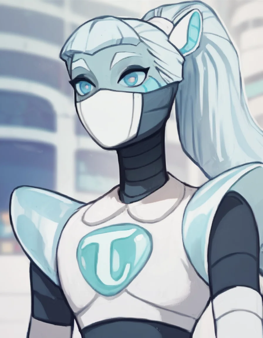 score_9, score_8_up, score_7_up, score_6_up, score_5_up, score_4_up, source_anime, TaxiarchFive, robot, humanoid robot, mask, ponytail, long hair