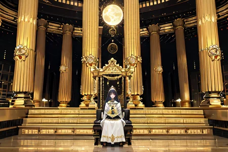 highly insanely detailed, masterpiece, top quality, best quality, highres, 4k, 8k, RAW photo, (very aesthetic, beautiful and aesthetic),
(code_style,codestyle),
<lora:CodeStyle (half generic class)_564920:0>,
(1girl:1.3), 1other,
LQDGOD gold moon,toilet,alien_temple,ritual site,hypostyle_hall,cushion,âââ