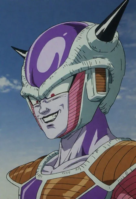 2D Close Portrait , (best quality, masterpiece, detailed, highly detailed face) Freezer Armor Smile