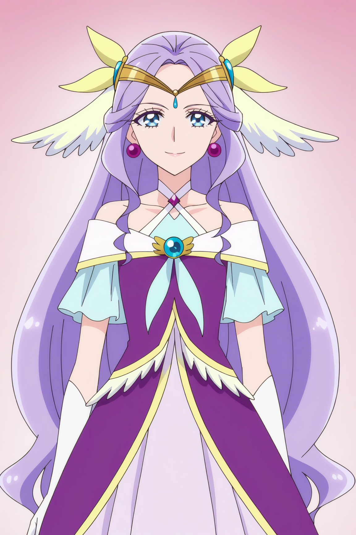 score_9, score_8_up, score_7_up, source anime, prefect lighting, very aesthetic, BREAK, anime screencap, anime coloring,
<lora:fuurin_asumi_precure_v1-pdv6:0.9>, 1girl, cure earth, healin' good precure, blue eyes, long hair, purple hair,
magical girl, purple dress, circlet, hair ornament, earrings, collarbone, 
BREAK, smile, looking at viewer,  close-up,  
BREAK,