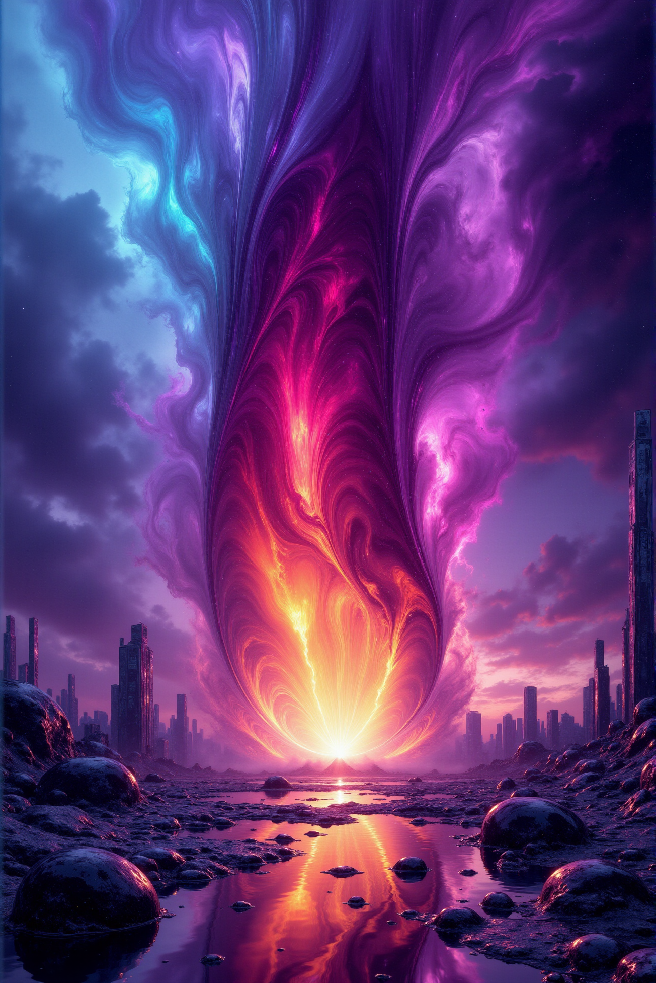 <lora:Vibrantly_Abstract_style:0.7> VibrantlyAbstract style.
With ultra-smooth shading, high-gloss rendering, and complex internal refraction, this design merges physical perfection with cosmic energy in a celebration of mathematical elegance and prismatic power., Apocalyptic surrealism art style, digital painting, eerie and haunting, surreal landscapes, dystopian ruins, twisted reality, dreamlike and nightmarish scenes, vibrant and dark color palette, intricate details, professional-grade execution, evokes a sense of doom and otherworldliness