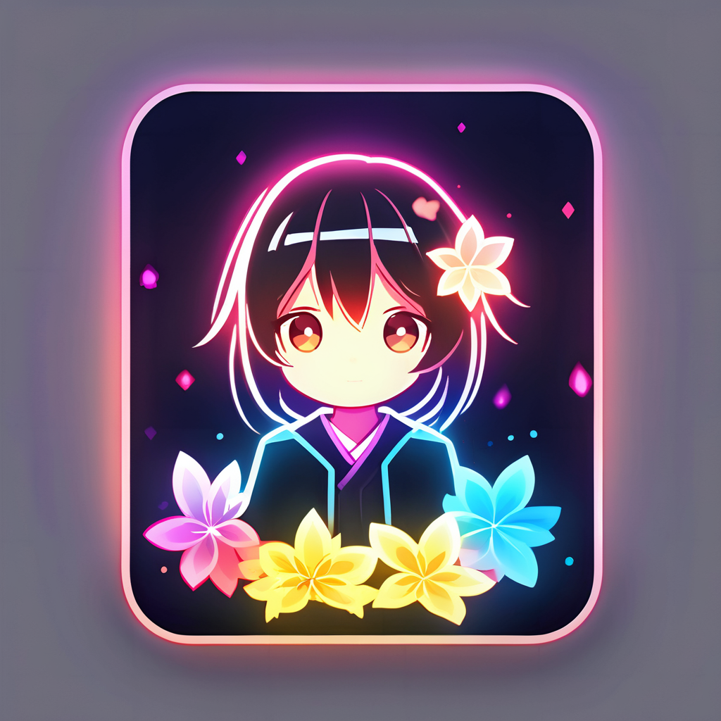 a cute girl,neo light,glowing,bloom,colorful,chibi avatar,neo icon,<lora:chibi_avatar_neo_icon_2:1>,
