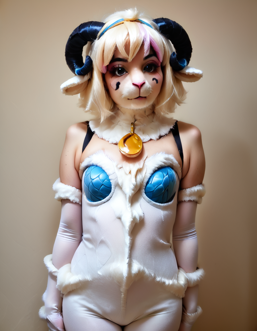 score_9, score_8_up, score_7_up, score_6_up, score_5_up, score_4_up, source_anime, , FurryCos, Sheep, cosplay, costume, realistic