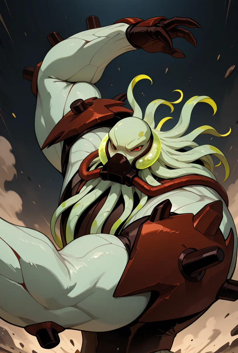 <lora:vilgax-05:1> vilgax, no humans, solo, red eyes, armor, dynamic pose, upper body, action pose,, masterpiece, best quality, amazing quality, very aesthetic, absurdres, newest,