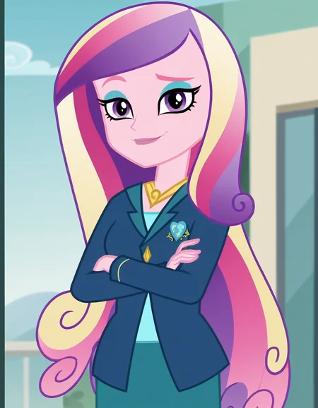 score_9, score_8_up, score_7_up, source_anime, <lora:dean-cadance-movie-ponyxl-lora-nochekaiser:1>, cadance, long hair, very long hair, purple eyes, pink hair, purple hair, multicolored hair, two-tone hair, eyelashes, makeup, eyeshadow, skirt, formal, suit,, laundry day, clothesline, drying clothes, domestic life, fresh air, blue sky, smile, crossed arms, smug, looking at viewer, solo,, dutch angle, cowboy shot