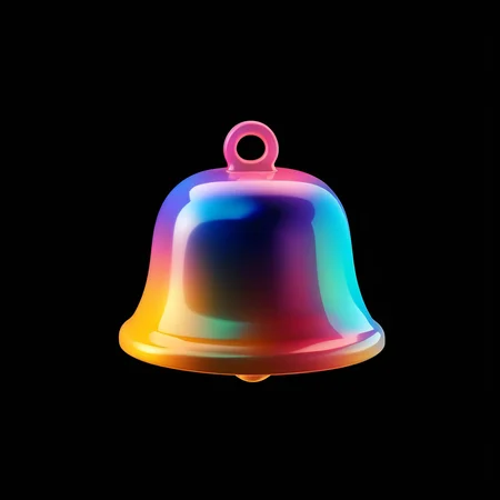 j_icon,a bell,gradient color,black background,