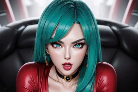 (Dragon Ball), (dbsuper style), ((Bulla)), (fFaceDetail:1), (SkinHairDetail:1.1), (EyeDetail:1.1), (tongue out), (mouth wide open), (bent over), ((caucasian)), ((suggestive)), ((sultry)), hentai, porn, rule34, highly sexualized, extreme detail, sharp detail, fine detail, intricate detail, granular detail, professional cinematography, perfect, flawless, pristine, pixel perfect, symmetrical face, detailed face, high poly face, high poly body, high poly hair, high poly environment, attractive eyes, sexy eyes, perfectly drawn eyes, attractive face, sexy face, perfectly drawn face, good face, best face, tight red clothes, sexy choker, turquoise hair, high resolution, interesting background, best quality, highest quality, maxres, absurdres, insaneres, 32K, 16K, 8K, 4K, 8K UHD, 4K UHD, 4K HD, UHD, HD, HDR, nextgen, professional quality, studio quality, film quality, 3D, CGI, RTX, raytraced, extremely sexy, beautiful, masterpiece, pristine, impeccable, balanced colors, vibrant colors, bright colors, crisp, sharp, clean, four fingers, one thumb