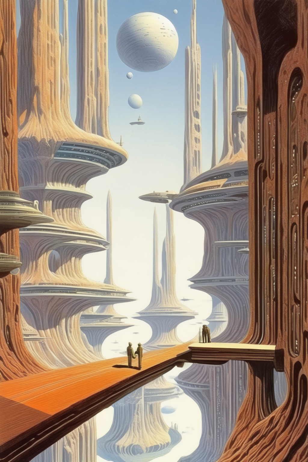 <lora:Angus McKie Style:1>Angus McKie Style - A beautiful Environment illustration in the style of Franois Schuiten. white background