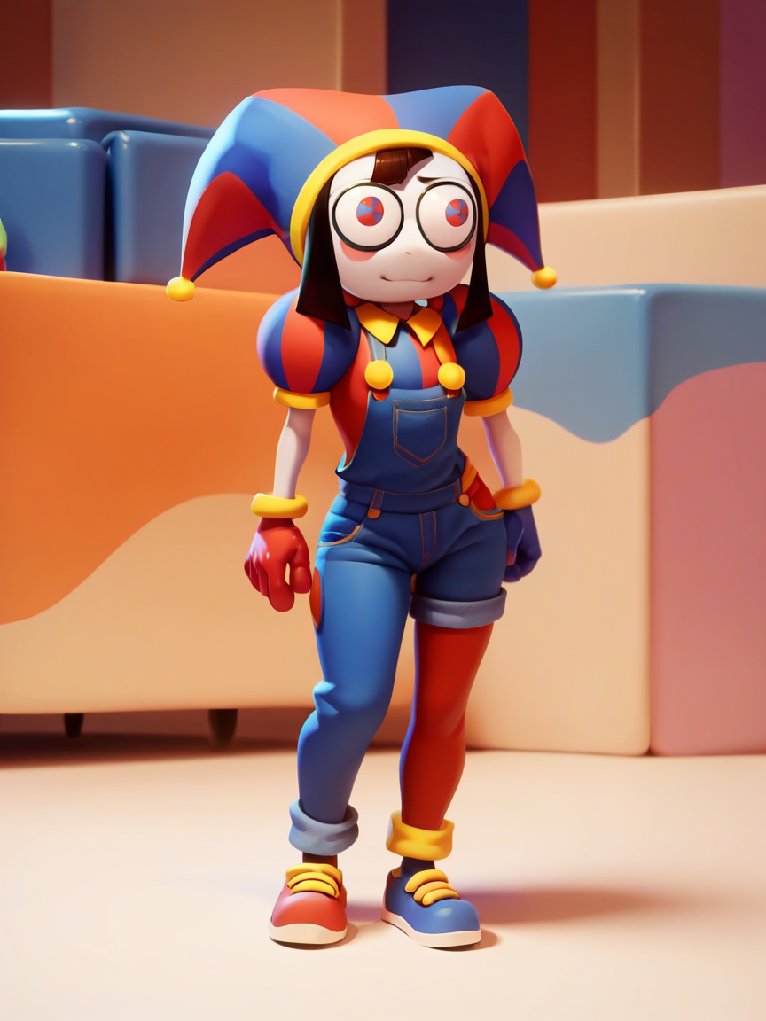 score_9, score_8_up, score_7_up, score_6_up, score_5_up,   <lora:ADCXLP:1> adc, overalls, shoes, jester cap, 1girl, curvy,