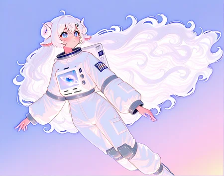 (highres, absurdres, wallpaper,masterpiece, best quality), masterpiece, best quality, very aesthetic, fullbody
wide angle, momosp, (galaxy, dynamic angle, colourful, gradient, beautiful colors:1.2)
<lora:noobai_vpred_1_masterpieces_v23:1> <lora:DollieHitsujidav2EPOCH15:0.8> <lora:9_EnchantingEyes:0.6> <lora:MomoSweetSpaceILL:1>