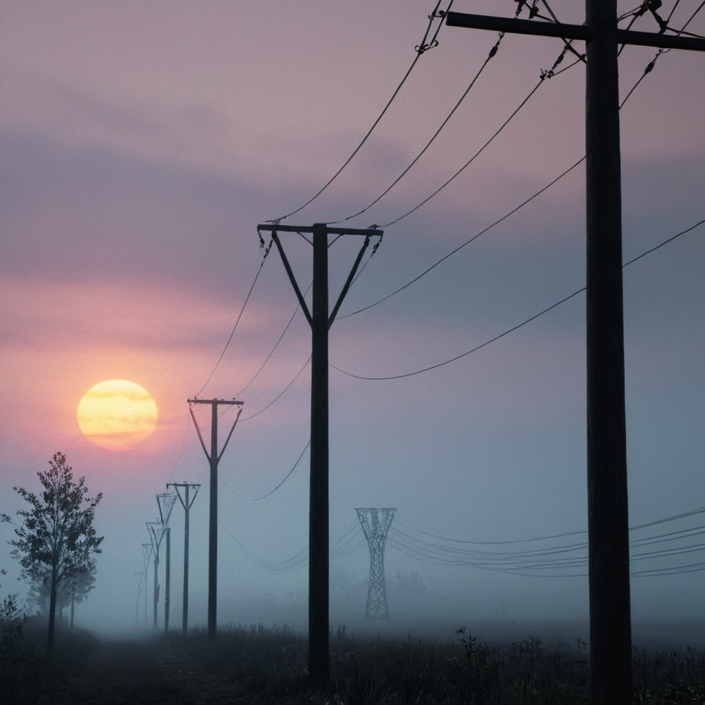 professional 3d model of  <lora:Hyperrealism style v2:1> in Hyperrealism style, 
 <lora:Unreal Engine style:0.3>
An Unreal Engine image of a foggy sunset with power lines in the foreground,outdoors,sky,cloud,tree,no humans,grass,scenery,sunset,sun,power lines,bare tree , realistic, realism, photorealism, hyperrealism, hyperrealistic, realistic, sharp, detailed, cinematography style, film light style, movie still,  professional photography, artistic, perfection, contrast, cinematic, filmic, high quality photo,  8k quality, colorful, photography style, 3D computer graphics, Blender, 3ds Max, Maya, Cinema 4D, ZBrush, AutoCAD, LightWave 3D, Adobe Dimension, virtual reality, 3d, different people, different characters, different models, detailed eyes, detailed nose, detailed ears, detailed environment, detailed body, detailed face, detailed nipples, detailed breasts, detailed feet, detailed hands, perfect, perfection, epic, awesome, Interactive, Cybernetics, different lighting, light, Video games, Film and television, Unreal, real-time 3D,  Epic Games style, Unreal Engine style, octane render, highly detailed, volumetric, dramatic lighting