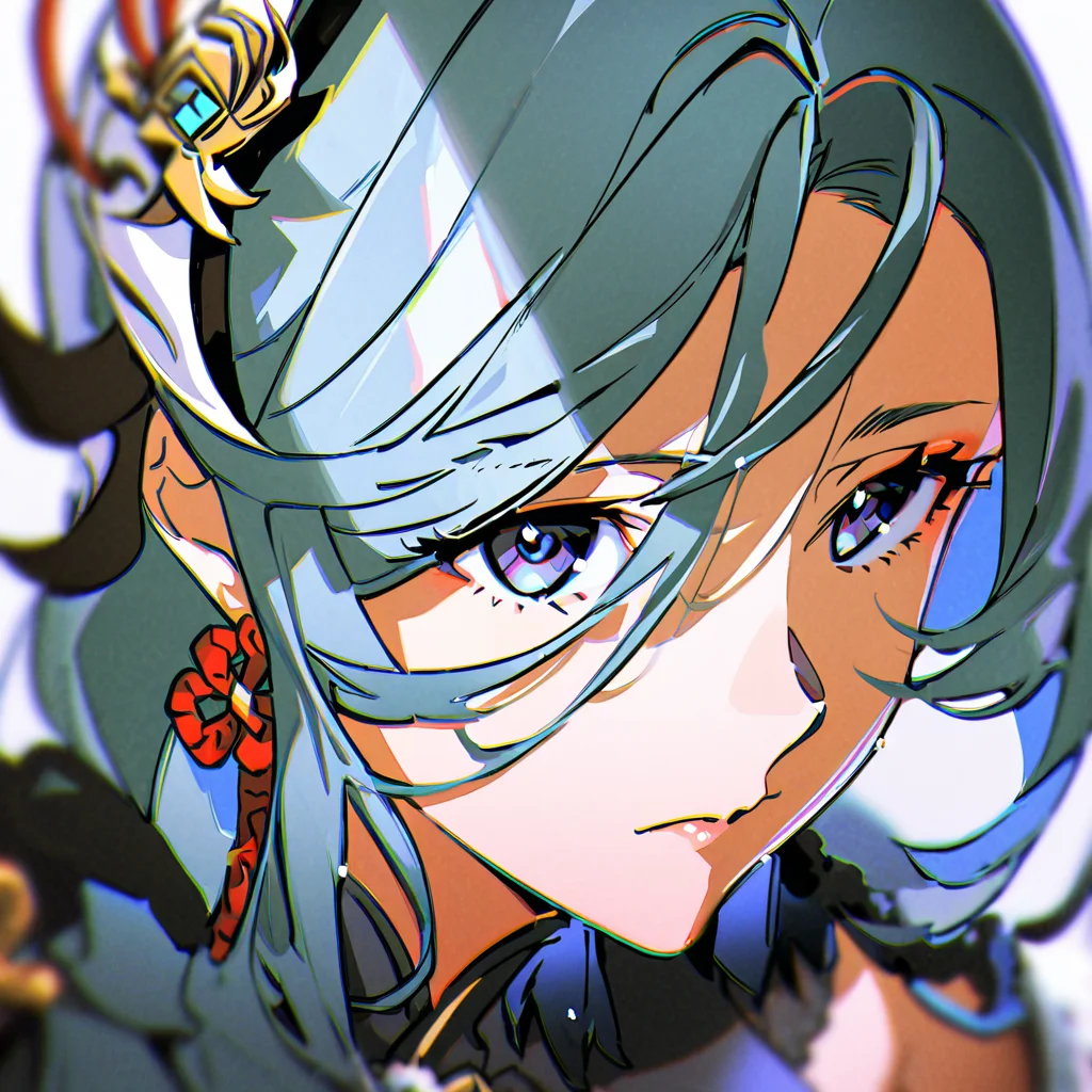 masterpiece, best quality, <lora:yoneyama-a31-000020:1>,yoneyama mai, 1girl, solo,face,close-up,blurry, chromatic aberration,shenhe \(genshin impact\), ice,ice theme,snow,mature female, hair ornament,