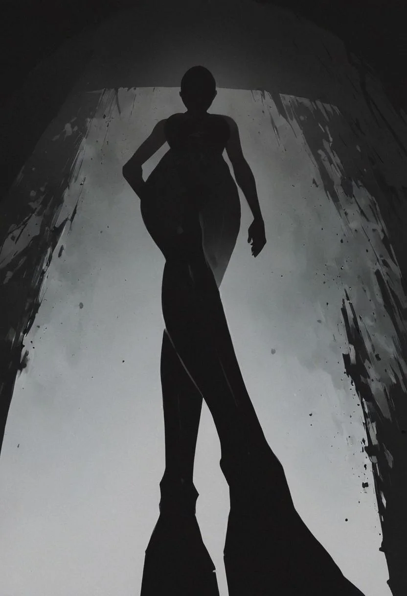score_9, score_8_up, score_7_up, source_anime, masterpiece, best quality, highly detailed, Expressiveh, Woman, crossed legs, Low Angle View, Office Chair, skintight bodysuit, darkness, Silhouette, looking tsundere at Viewer, Neon DARK colorful, translucent Planets in Infinity galaxy Background