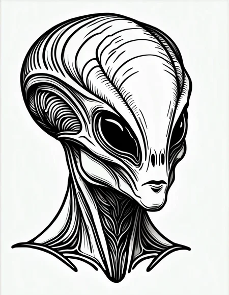 lineartlora, alien, portrait, lineart