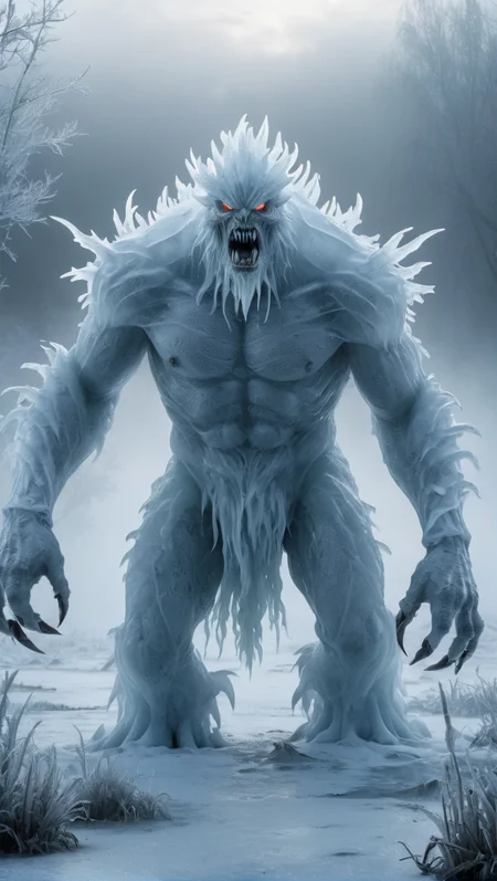 <lora:é²å䏿´¾@å¥å¹»ä¸çXL:1>,Frost Monster, a monster form formed by a huge frost, white translucent, thick fog, dynamic pose, evil atmosphere, epic movie, rotten swamp, high detail, ultra high resolution, 32K UHD, best quality, masterpiece, ...