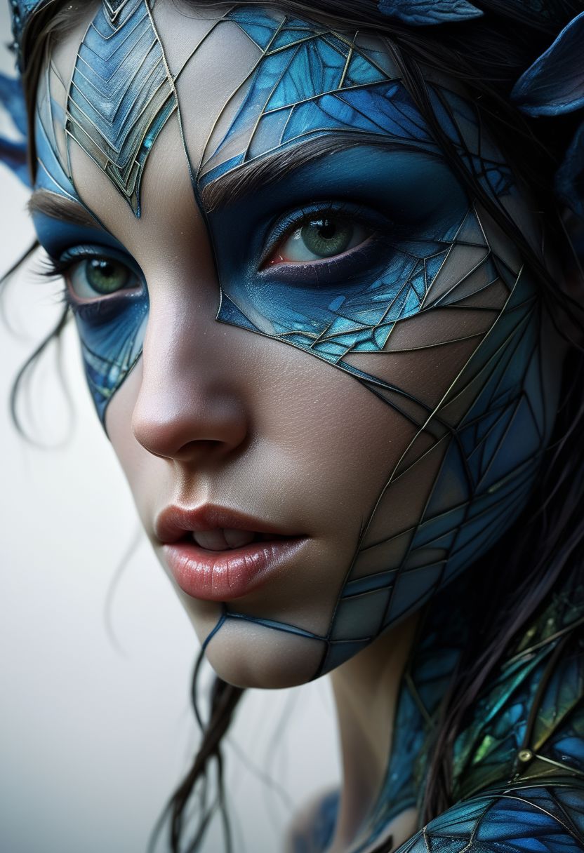 Close-up face, mysterious silhouette of an elf woman, goddess, alluring, by Minjae Lee, Carne Griffiths, Emily Kell, Steve McCurry, Geoffroy Thoorens, Aaron Horkey, Jordan Grimmer, Greg Rutkowski, amazing depth, double exposure, surreal, geometric patterns, intricately detailed, bokeh,  perfect balanced, deep fine borders, artistic photorealism , smooth,  great masterwork by Suiras  <lora:add-detail-xl:2>  <lora:Double_Exposure:0.5>