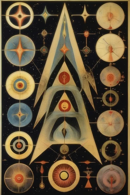 <lora:Paul Laffoley Style:1>Paul Laffoley Style - jungian primordial symbols and shapes