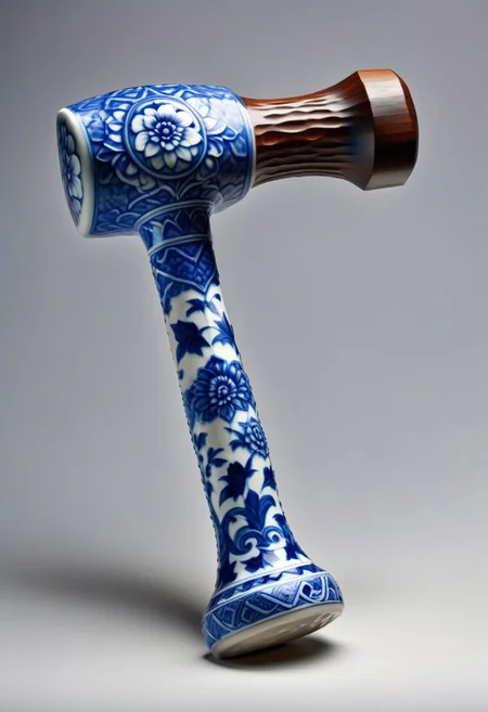 a hammer made out of Bluepatternporcelain